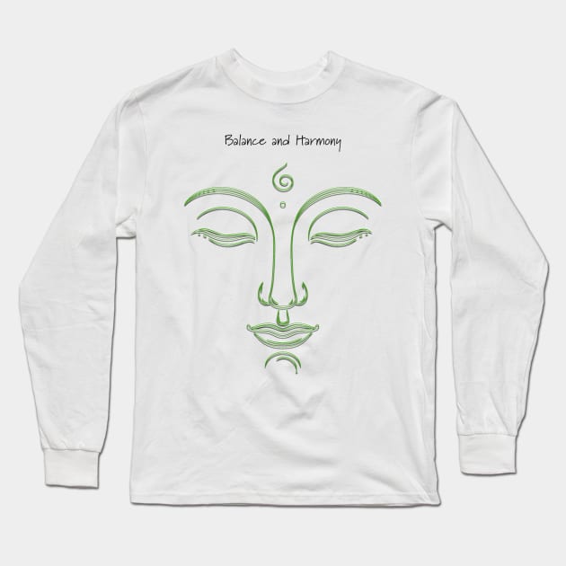 Buddha Babe T-Shirt - Balance and Harmony  - Green print design Long Sleeve T-Shirt by JTEESinc